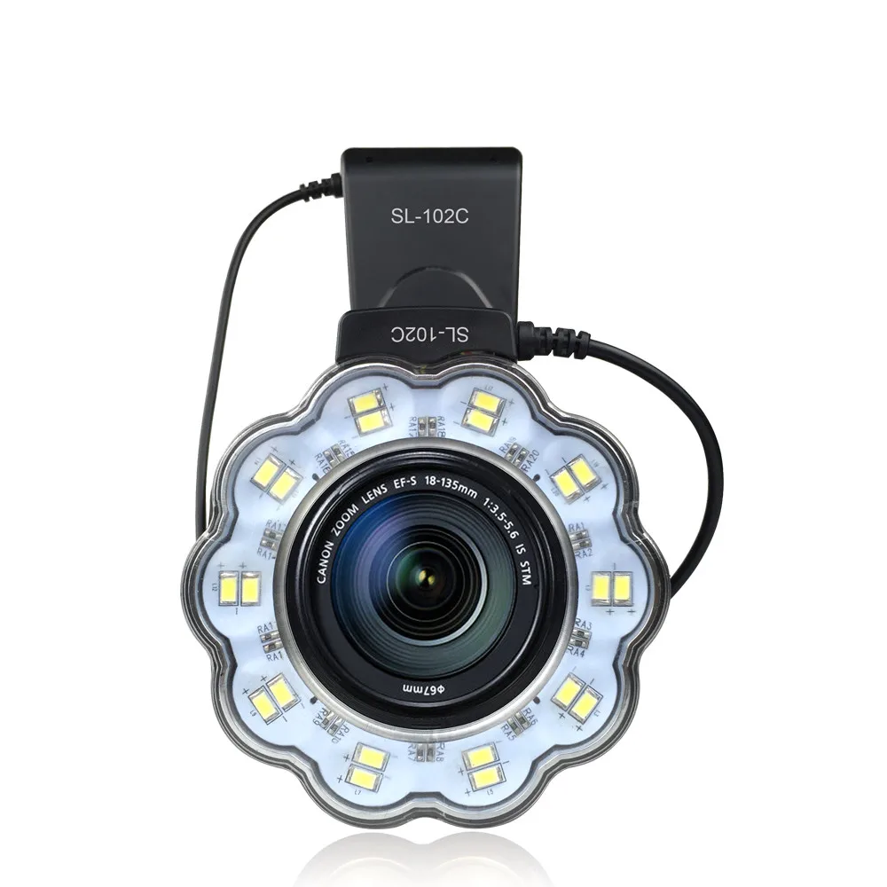 CANMEELUX LED Macro Ring Flash Light MR-102 Manual Focus Universal Work For Canon Nikon Olympus Panasonic Lumix Cameras.