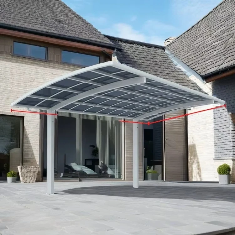 Aluminum Carport with Polycarbonate Sheets and Plastic Cover Outdoor Car Shelter Tent Garage Canopy