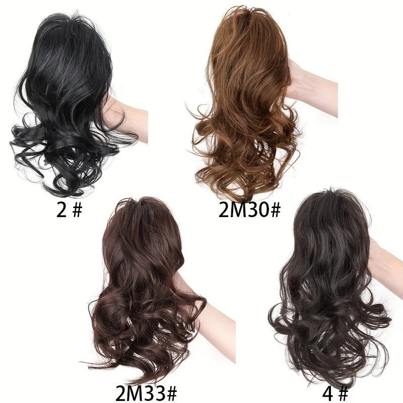 Synthetic Elegant Curly Claw Clip Ponytail Extension for Women Natural Black with Voluminous Waves Perfect for Adding Height