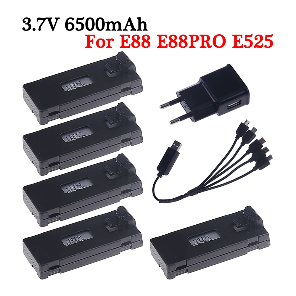 Аккумуляторная батарея 3,7 в 6500 мА/ч зарядное устройство для радиоуправляемого дрона E88 E88PRO E99 E99PRO P1 K3 P10 A13 E525 Запчасти для радиоуправляемого квадрокоптера