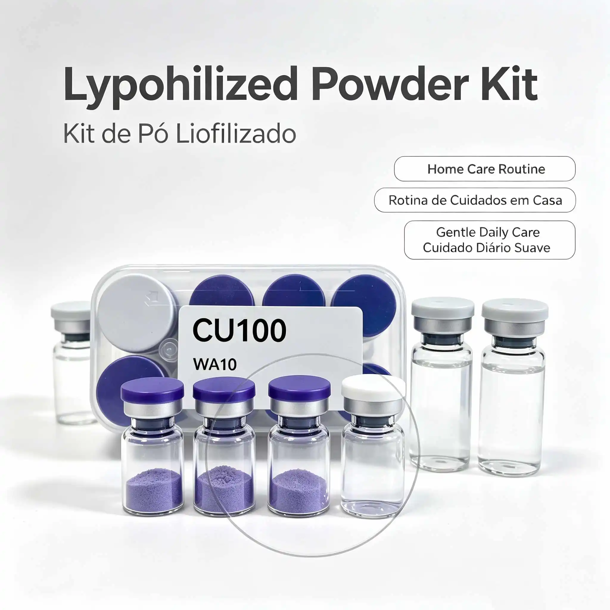 (Cap Color Varies) High-Quality Lyophilized GHK-Cu Copper Powder — 1 Box / 10 Vials: Repairs Skin Damage, Hydrate