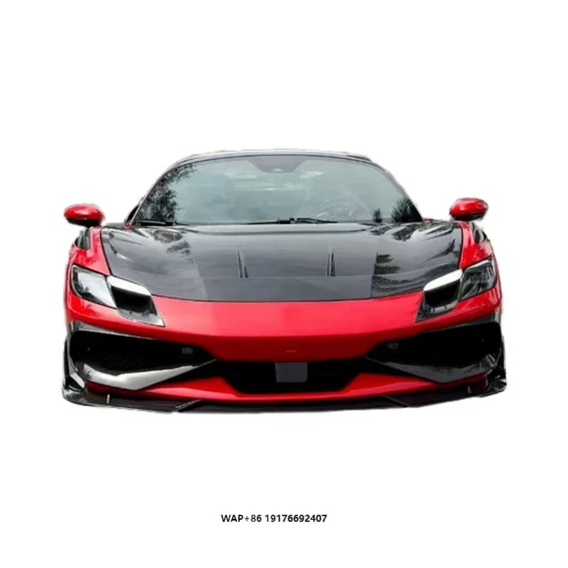 KQX FORFerrari 296 Body Kit 296 Upgraded Bat Style Carbon Fiber Front Lip, Side Skirts, Diffuser, Spoiler, Hood