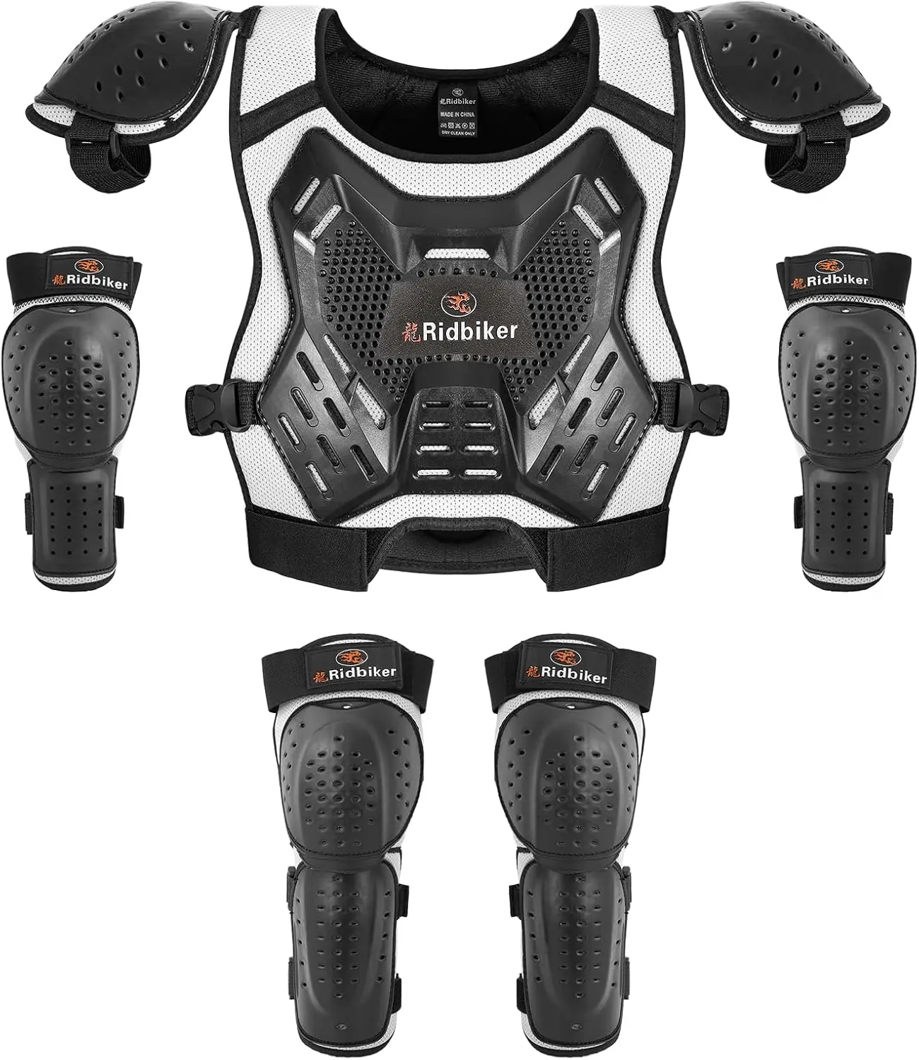 

Kids Dirt Bike Gear Armor Vest Suit with Knee Elbow Pads for Motocross Cycling Skating Ski Off-Road