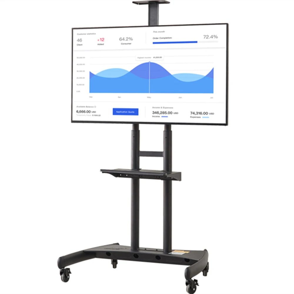 

ZJW STLF Advanced Removable Motion Full Tv Mount Stand Floor Cart Rotating Mobile Display Dj Facade Table Led Workstation w wi