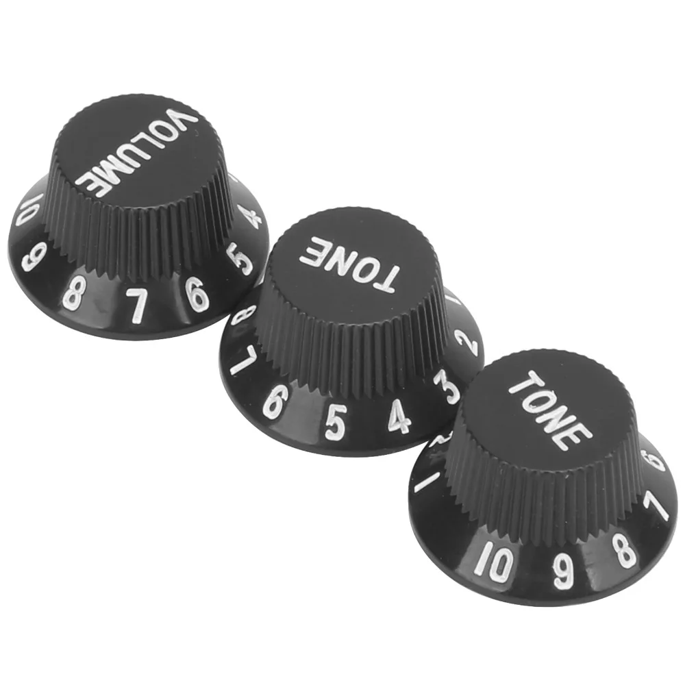 3PCS Professional Plastic Material Guitar Control Knobs Black Color 2T1V Volume Tone Knobs Speed Control Knobs Electric Guitar