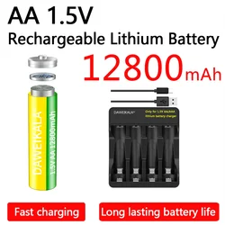 1.5V AA lithium battery Fast charging 12800mAh capacity rechargeable AA battery for toy keyboard Remote control with charger