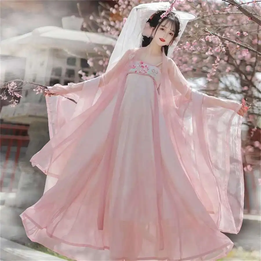 

Традиционное китайское платье Hanfu, костюмы для косплея, этнический стиль, шоу, сценическая вышивка, модная одежда, женская одежда для вечеринки