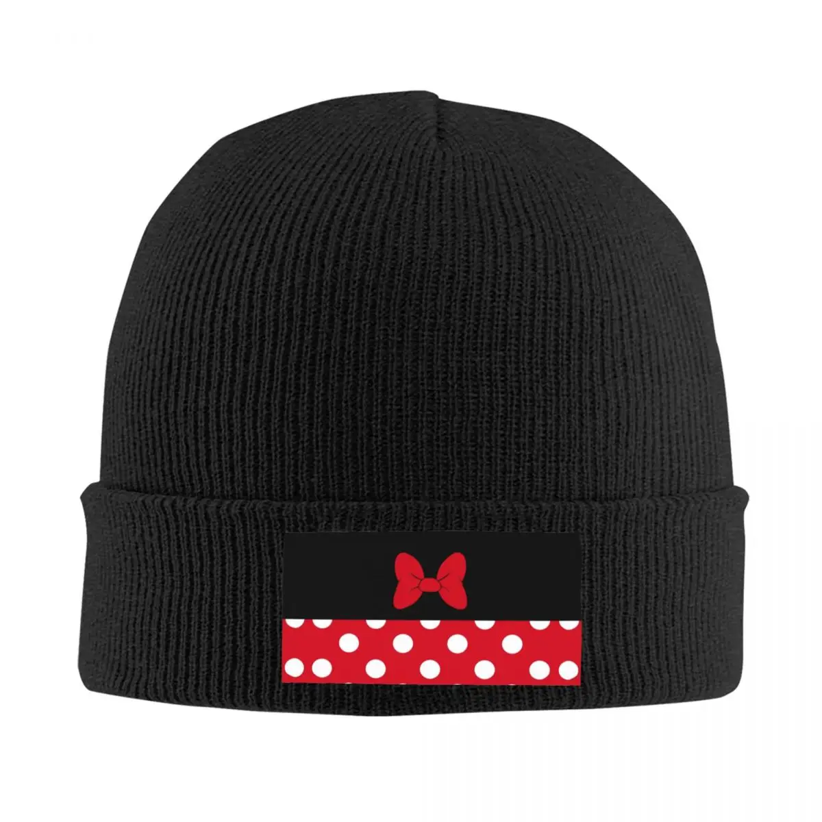 Custom Minnie Mouse Cartoon Polkadot Anime Beanie Cap Unisex Winter Warm Bonnet Femme Knitted Hats Ski Skullies Beanies Cap