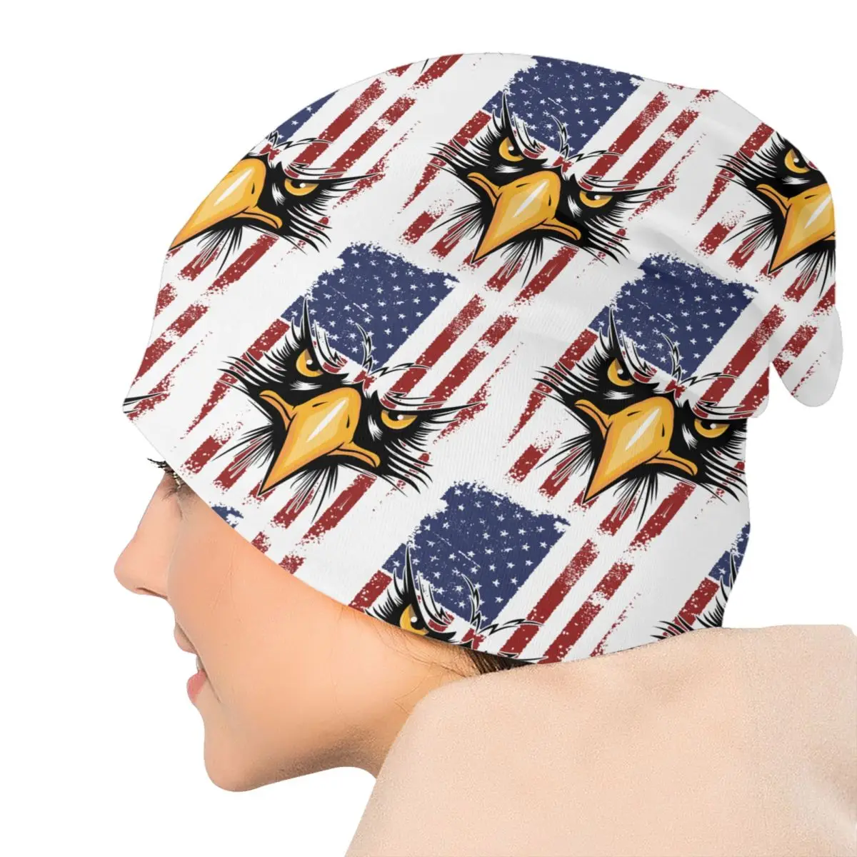 American Eagle Flag Bonnet Hat Knitting Hats Men Women Hip Hop Unisex Adult USA Patriotic Winter Warm Beanies Cap