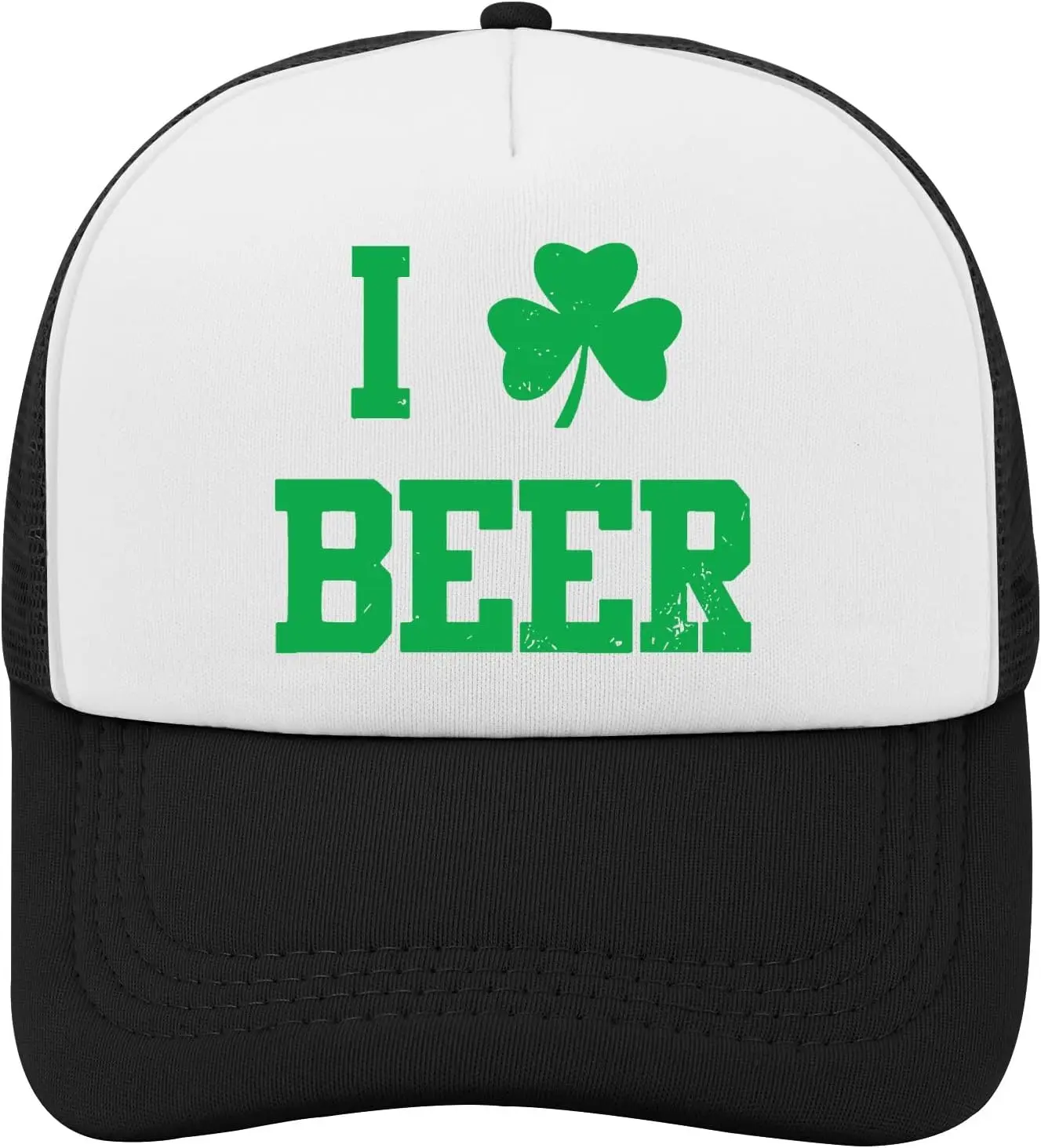 أنا أحب البيرة شامروك شبكة سانت باتريك قبعة سائق الشاحنة تنفس قابل للتعديل قبعة بيسبول عادية للجنسين الكبار