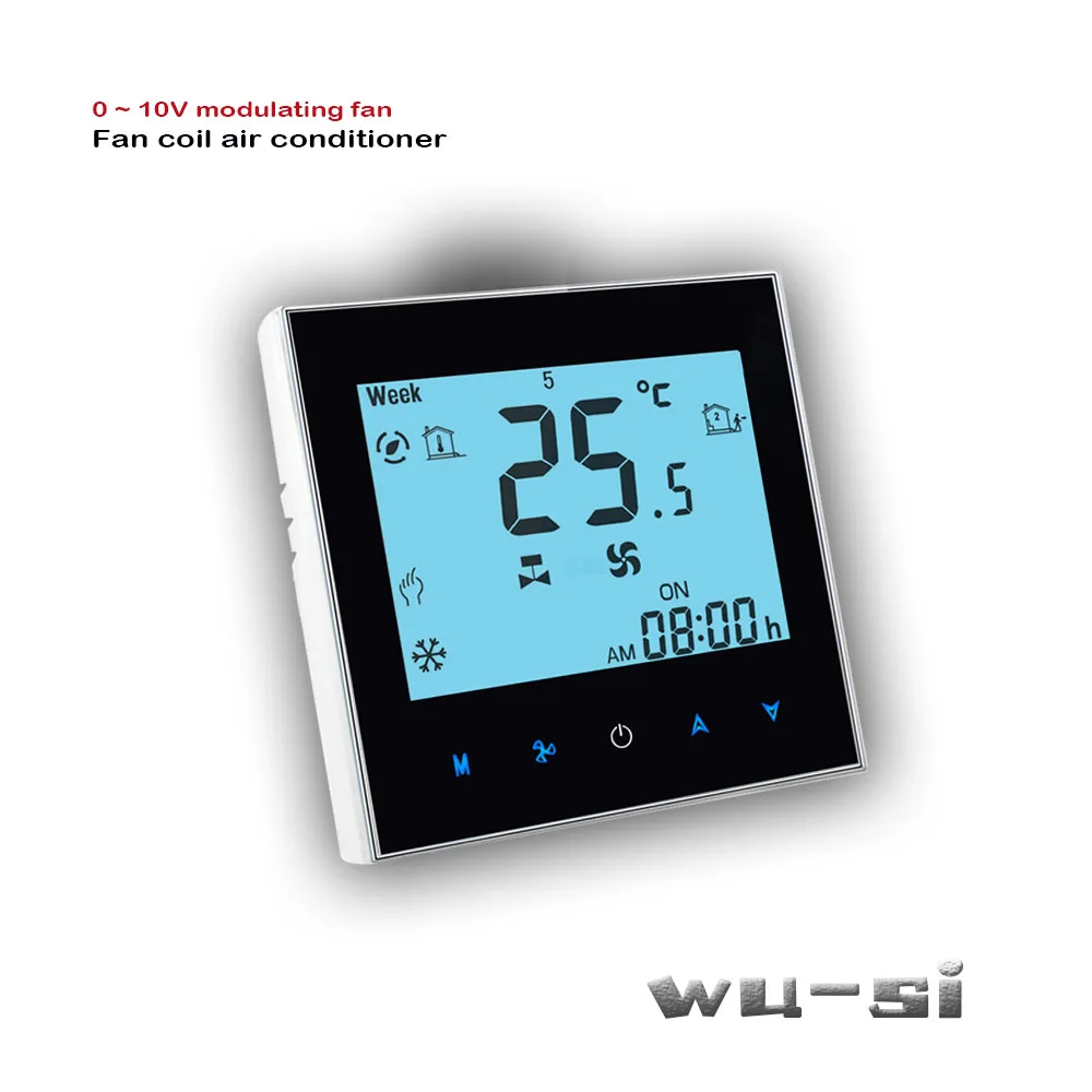 Fan coil thermostat 0~10V modulating fan output 24VAC 95-240VAC EU Air conditioner temperature regulator