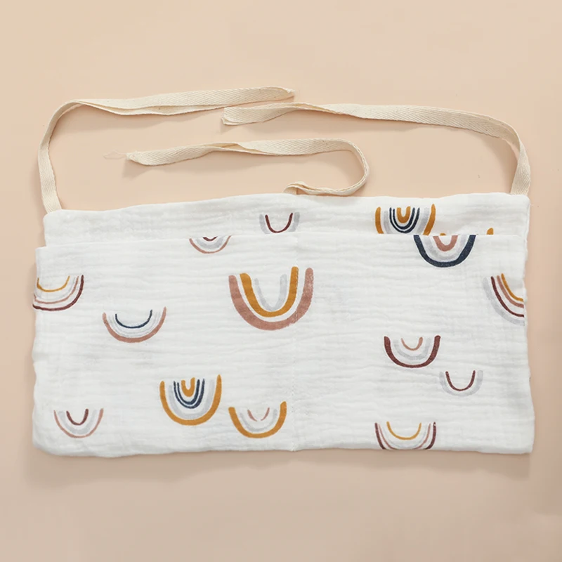 100% Baumwolle Baby Krippe Lagerung Tasche Multifunktionale Neugeborenen Bett Kopfteil Organizer Für Kinder Baby Bettwäsche Windel Tasche – Detail 6