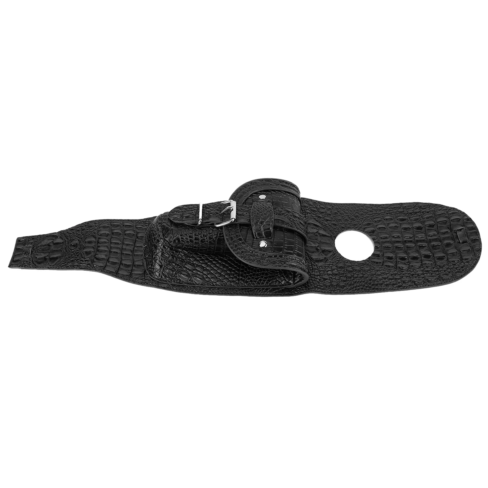 

Motorcycle PU Leather Gas Tank Cover Pad Bib with Pouch - Black Textured Style Motorbike Accessory