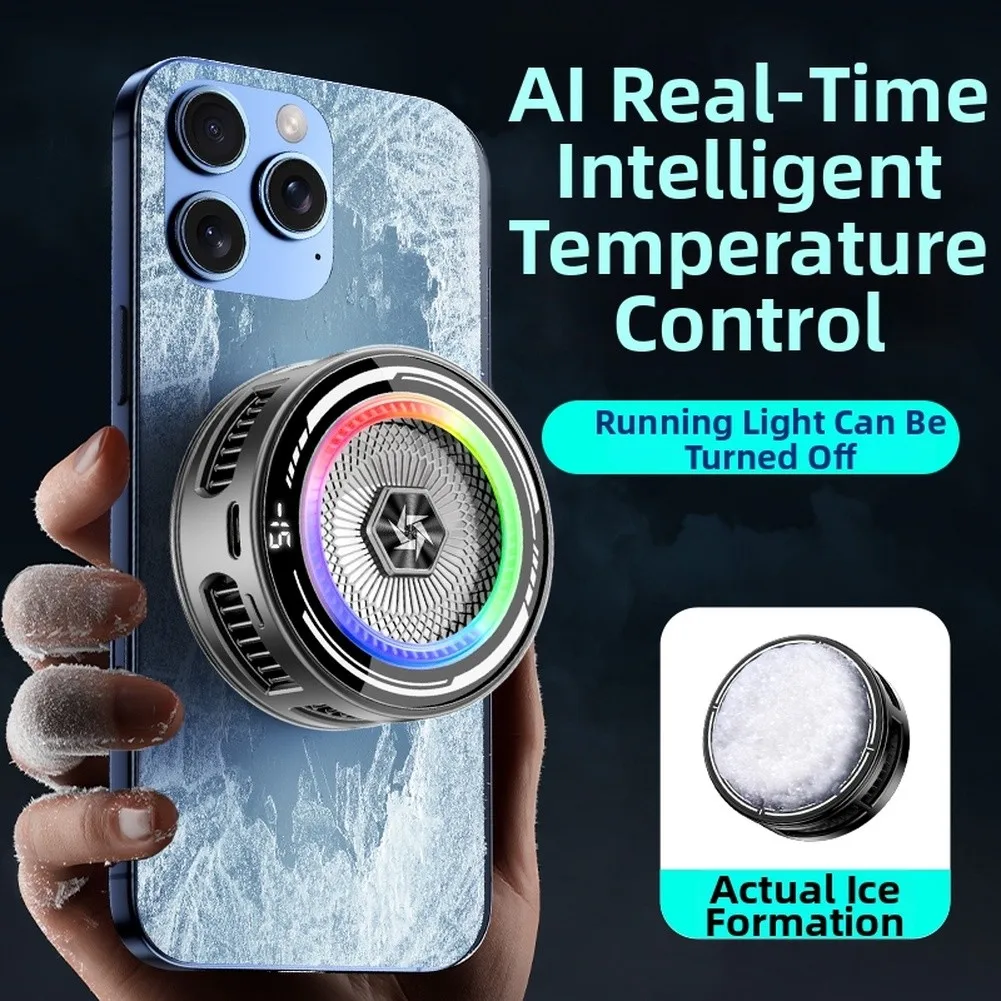 Lightweight RGB Phone Cooler Magnetic Phone Cooler Smart Temp Control Suction Strong Digital Display Phone Cooling Accessories