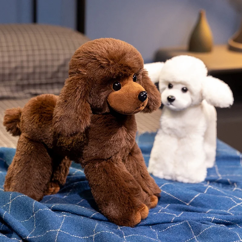 ตุ๊กตาสุนัขพุดเดิลเหมือนจริง ตุ๊กตาหมาจำลอง ของเล่นตุ๊กตาขนนุ่ม ทำมือ รูปแบบสัตว์เหมือนจริง ของขวัญวันเกิดสำหรับเด็ก