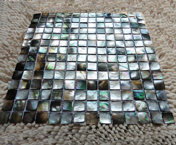 

Black lip sea shell mosaic mother of pearl wallpaper for backsplash kitchen bathroom shower wall tile