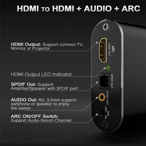 HDMI Arc Splitter Audio Extractor, Audioextraktor, 4K 60 Hz, 5.1 CH HDMI für Toslink, PS5 Xbox Series X Converter 6 Hauptverkauf HDMI 4K Audioextraktor - №2