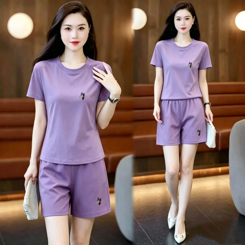 

Casual Summer Sleepwear Set for Women Loose Short Sleeve Shorts Home Clothes Two Piece Set plus Size Comfortable Outerwear