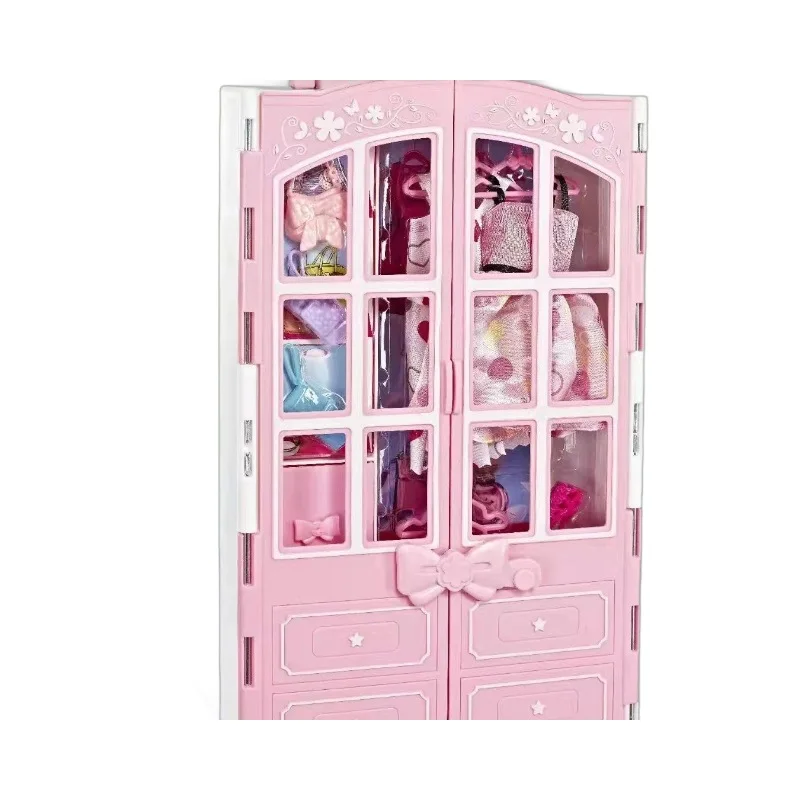 Dollhouse Accessories Wardrobe Portable Closet Furniture Girl Princess Bedroom Accessory for Doll Kids Toy Birthday Gift