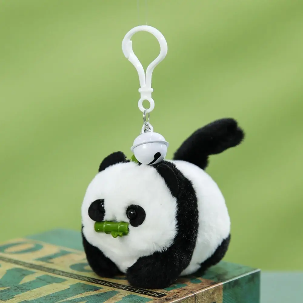 Soft Panda Plush Tail Wagging Keychain Rabbit Pull String Plush Bag Ornament Funny Cat Kitten Doll Pendant Birthday Gifts