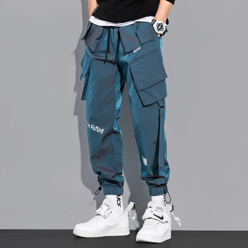 

Men's Cargo Pants Fashion Hip Hop Multi-pocket Trousers Trendy Streetwear Solid Sweatpants Joggers Male Casual Cotton Trousers