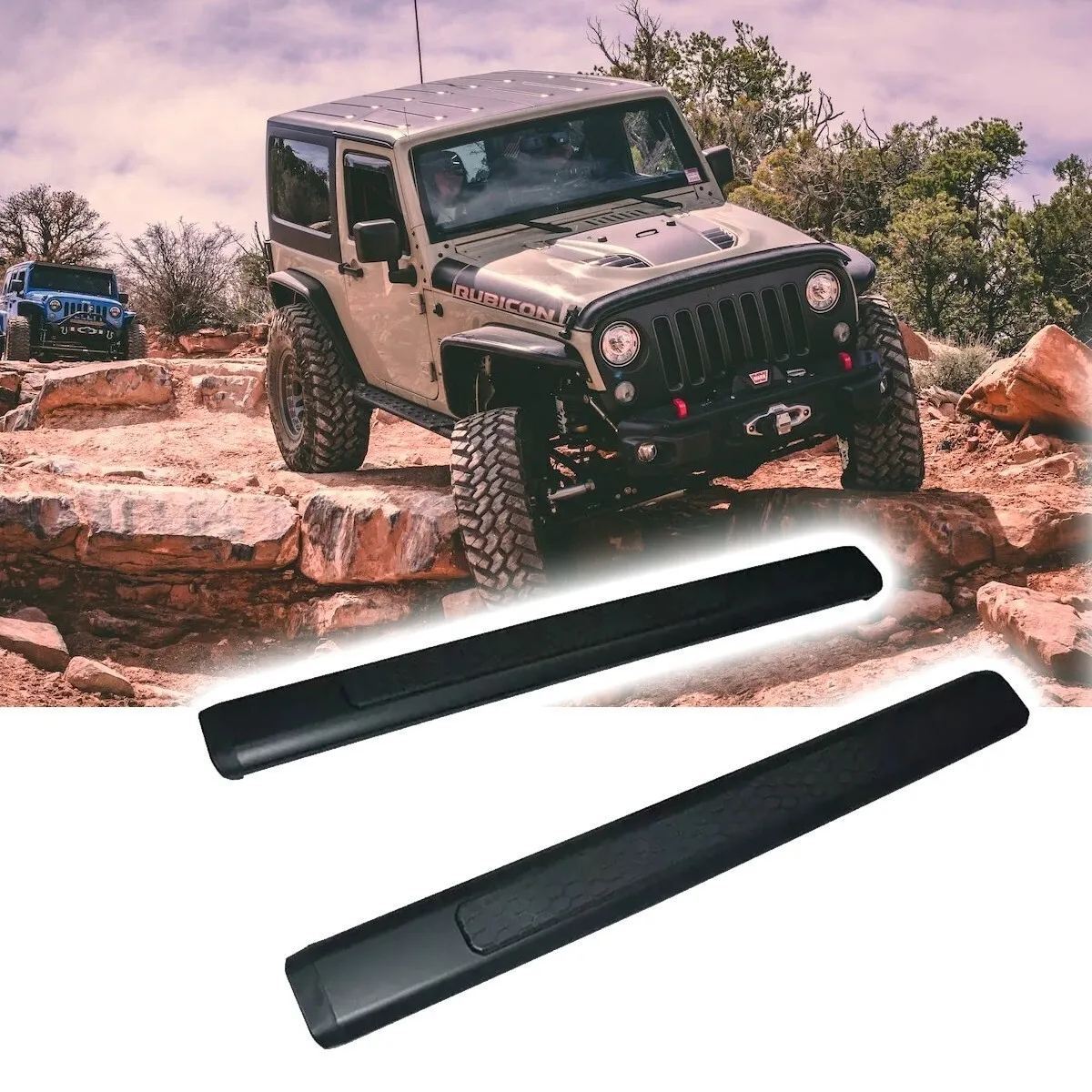

2pcs fit for Jeep Wrangler JK 2007 2008-2018 2Door Side Step Running Board NerfBar Aluminium Pedal Accessories (with Brackets)