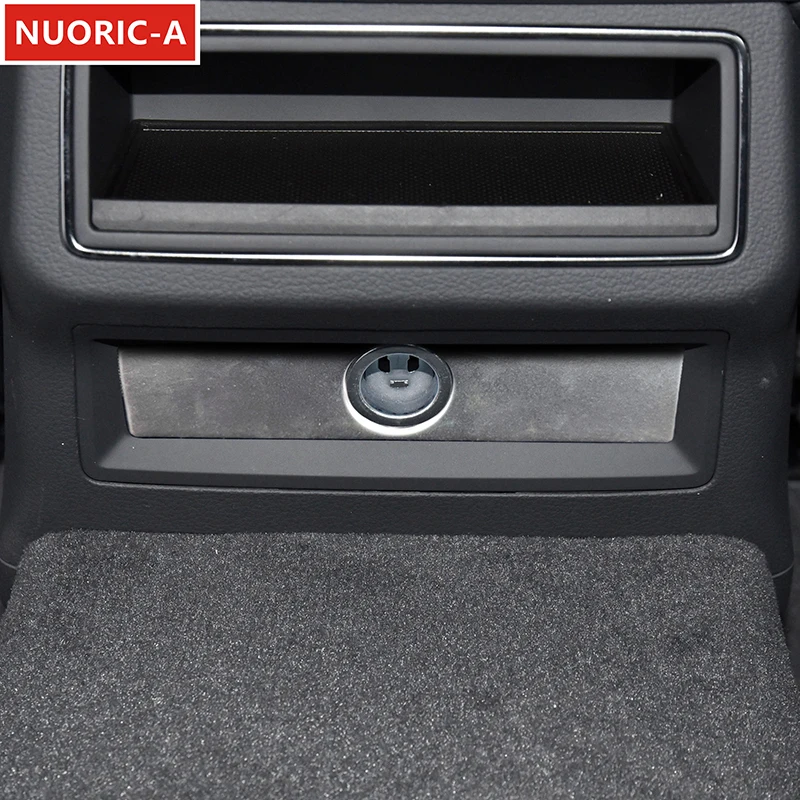 Stainless Steel Rear Cigarette Light Panel Cover Trim Car For Audi A6 C8 2019-2022 Interior Accessories Carbon Pattern Sticker
