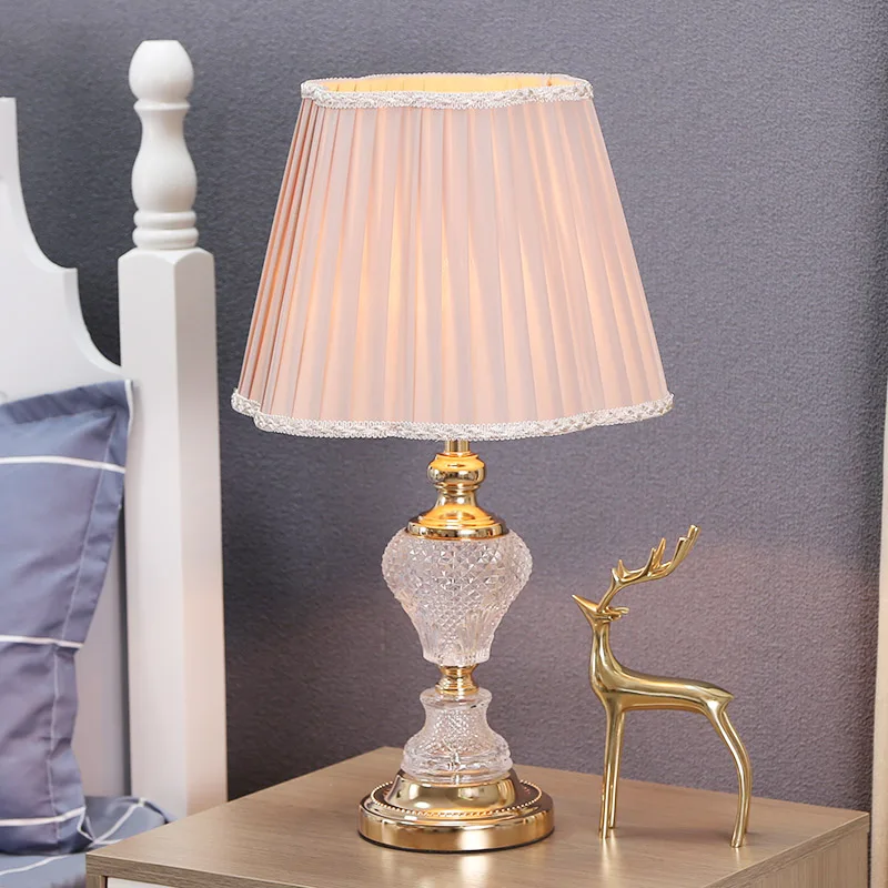 

Modern European Glass Table Lamps Pink Lamps Living Room Bedroom Bedside Lamp Crystal Stand light Home Art Deco Light Fixtures