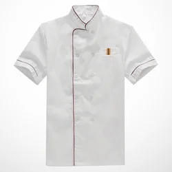 Chaqueta de Chef de manga corta Ropa Suelta Casual Chaquetas de Catering Camisa M Abrigo Blanco Miss