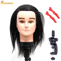 Simnient-Cabeza de Maniquí de 12 pulgadas para hombre, muñeco de peluche con pelo 100% de fibra sintética para peluquero, peluca de maniquí para peluquería