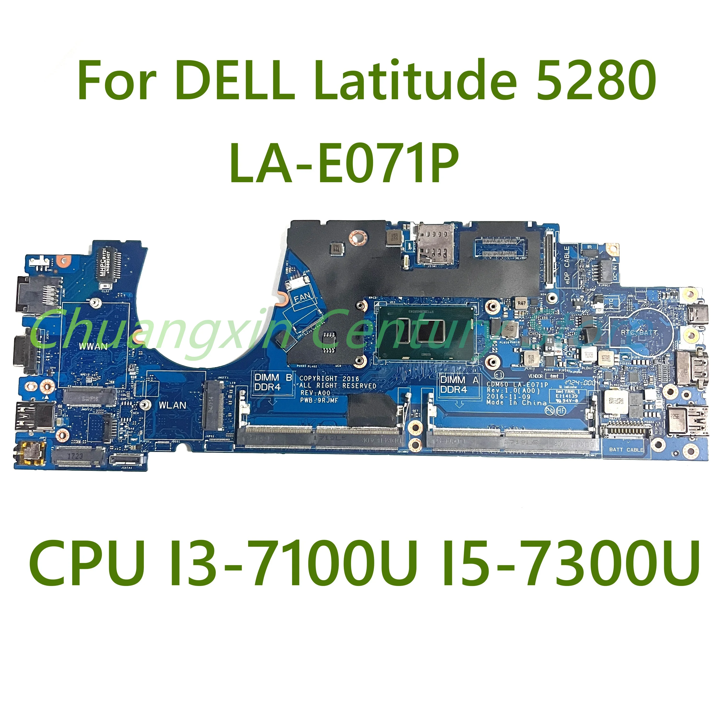 

For DELL Latitude 5280 Laptop motherboard LA-E071P with CPU I3-7100U I5-7300U 100% Tested Fully Work