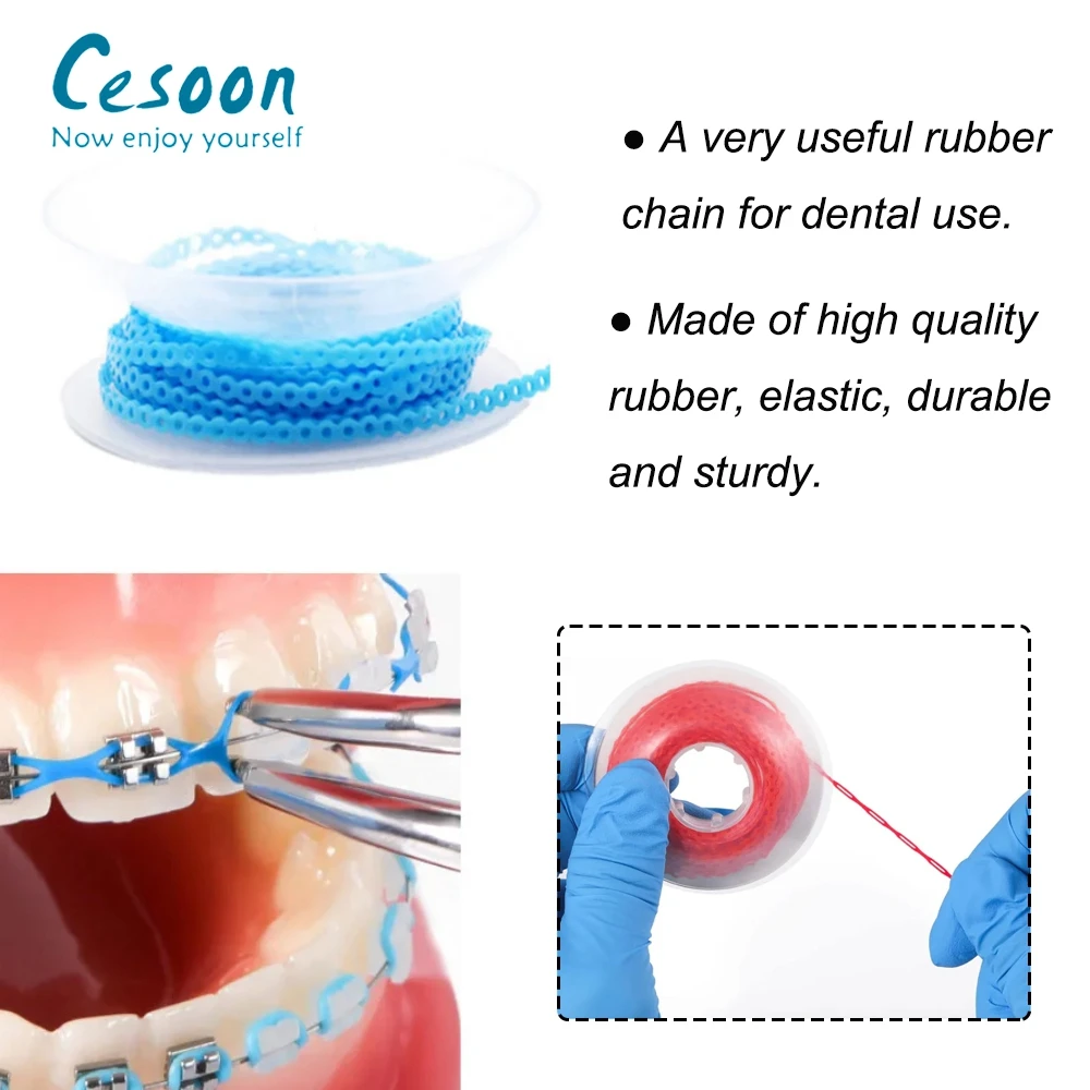 4.57m/Roll Dental Orthodontic Elastic Ultra Power Chain Rubber Band Short/Long/Continuous Dentist Power Chain Ortho Material