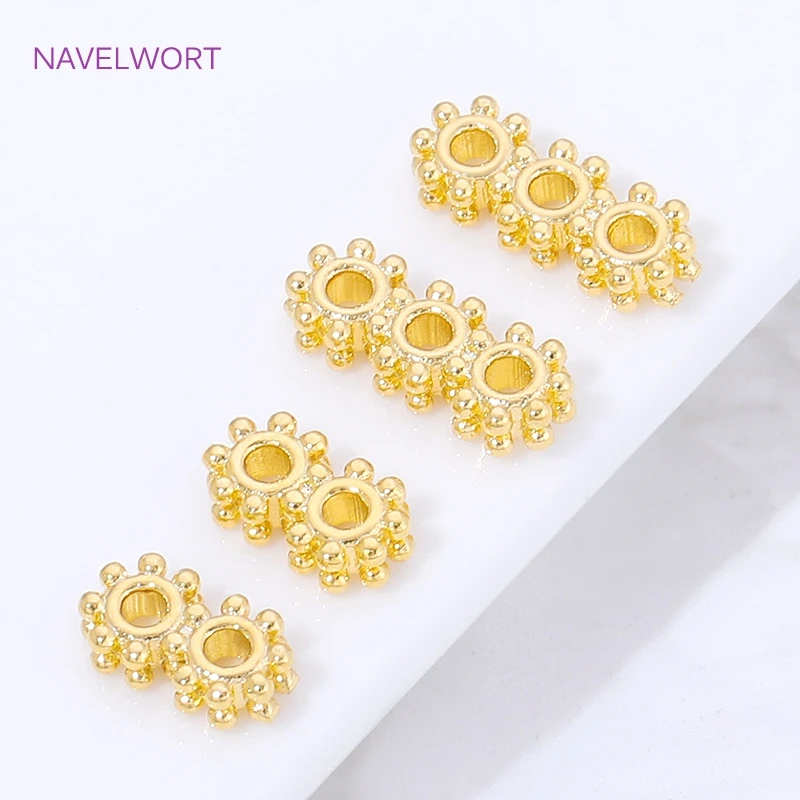 18K Gold Plated Brass 2/3 Holes Beads Separator For Necklace Making Accessories,Spacer Bar,DIY Jewelry Making Supplies