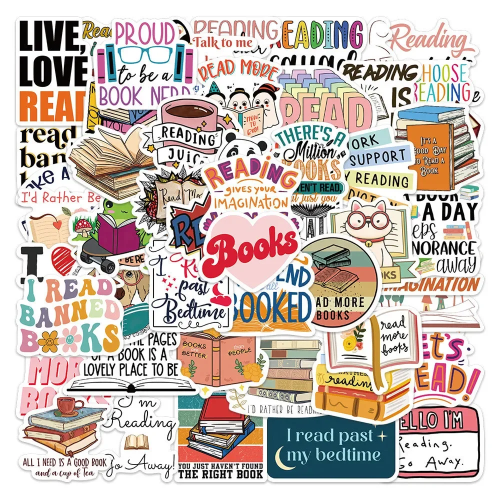 50PCS Reading Books Waterproof Graffiti Stickers for Helmet Bicycle Hand Account Pencil Case Decals LanLanStickersWorld
