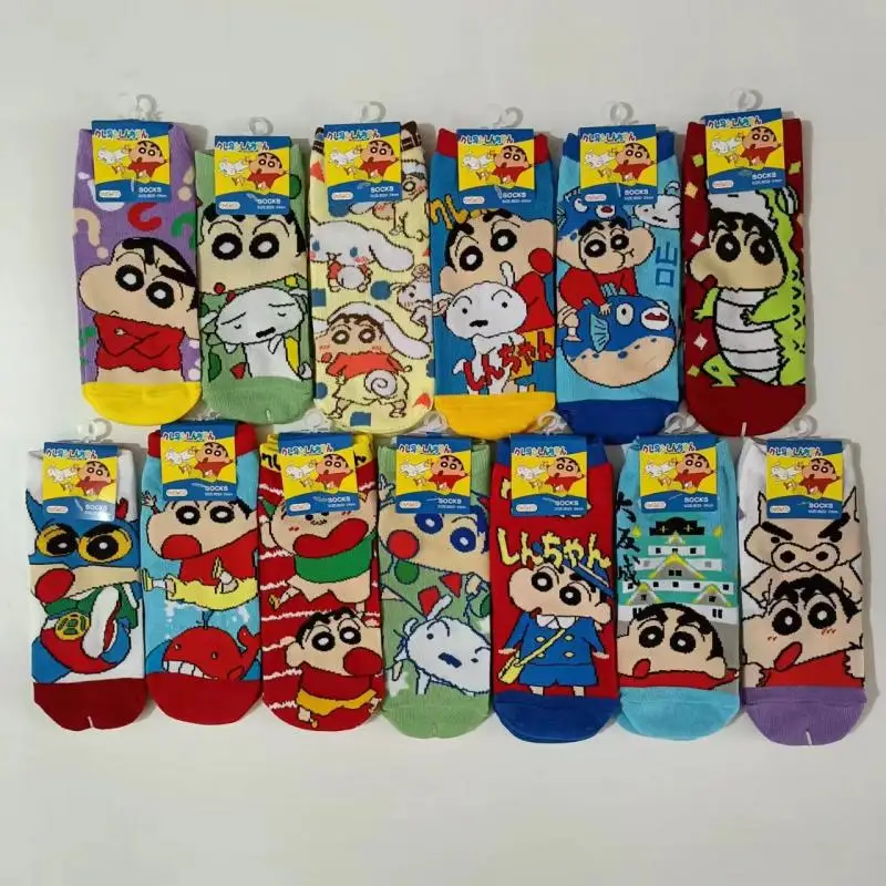 Anime Kawaii Cute Crayon Shin-Chan Socks Boat Socks Cotton Cartoon Fashion Student Kids Toys Friend Gift Birthday Gift for Girls