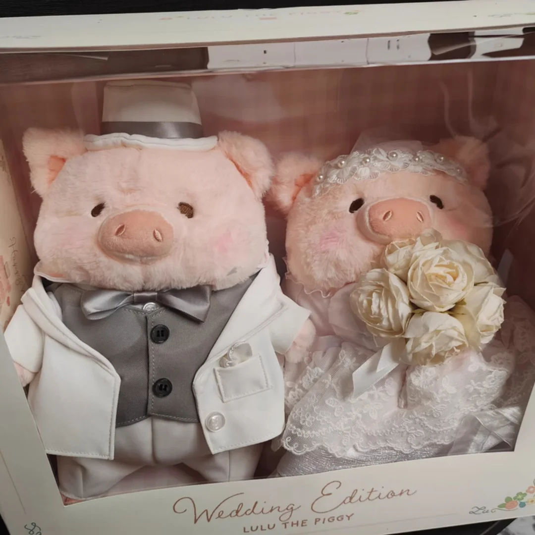 Genuine Canned Pig Lulu The Piggy Wedding Doll Cute Plush Doll Warm Sweet Chinese And Western Wedding Ornaments Wedding Gift