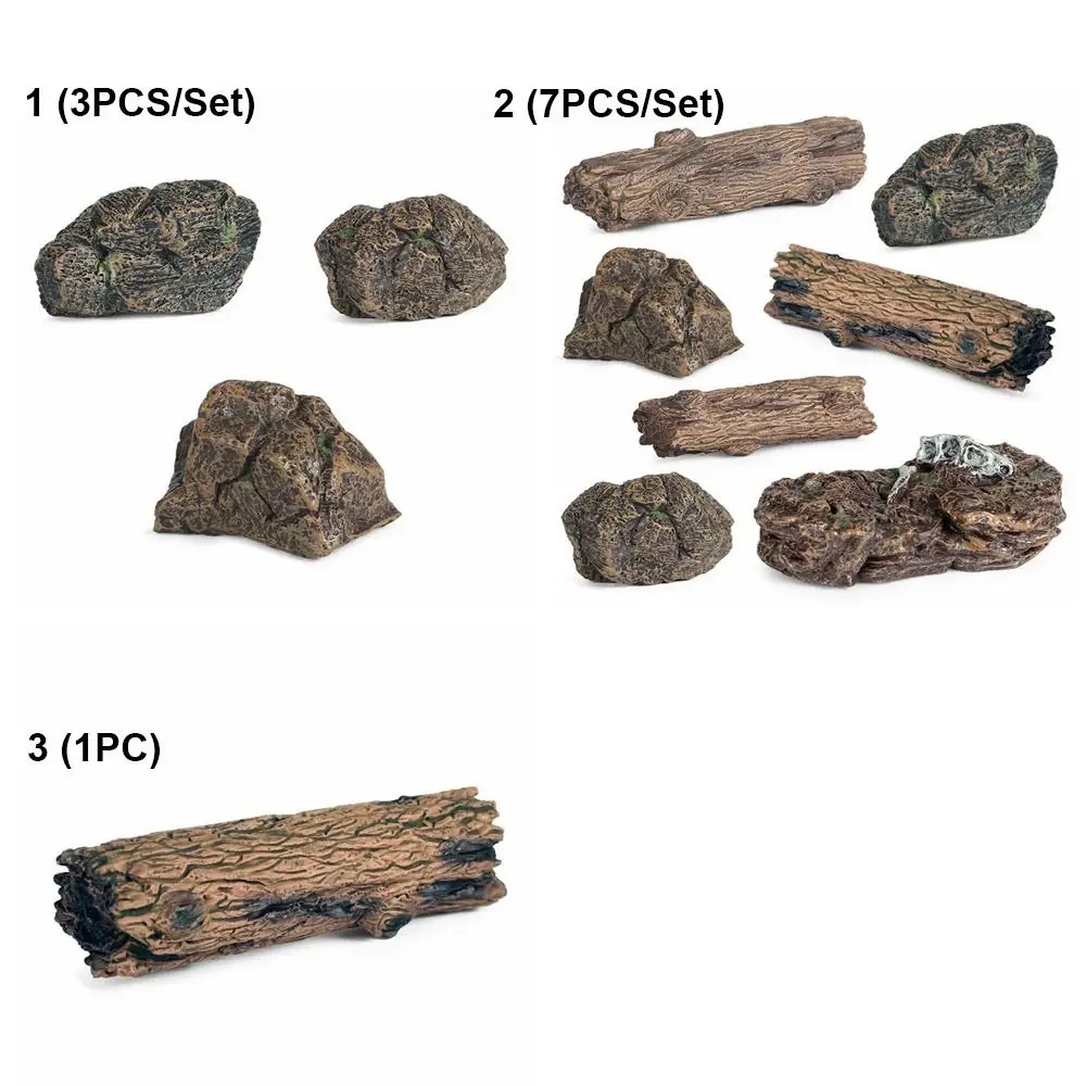 Gift Brown Artificial Stump Plastic DIY Miniature Stone Sand Table Decoration Scene Model Stone Wood Stub Figurine Universal