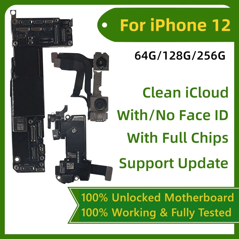 Fully Unlocked With/NO Face ID For iPhone 12 Pro Max Motherboard Support Update Clean iCloud For iPhone 12 mini Logic board