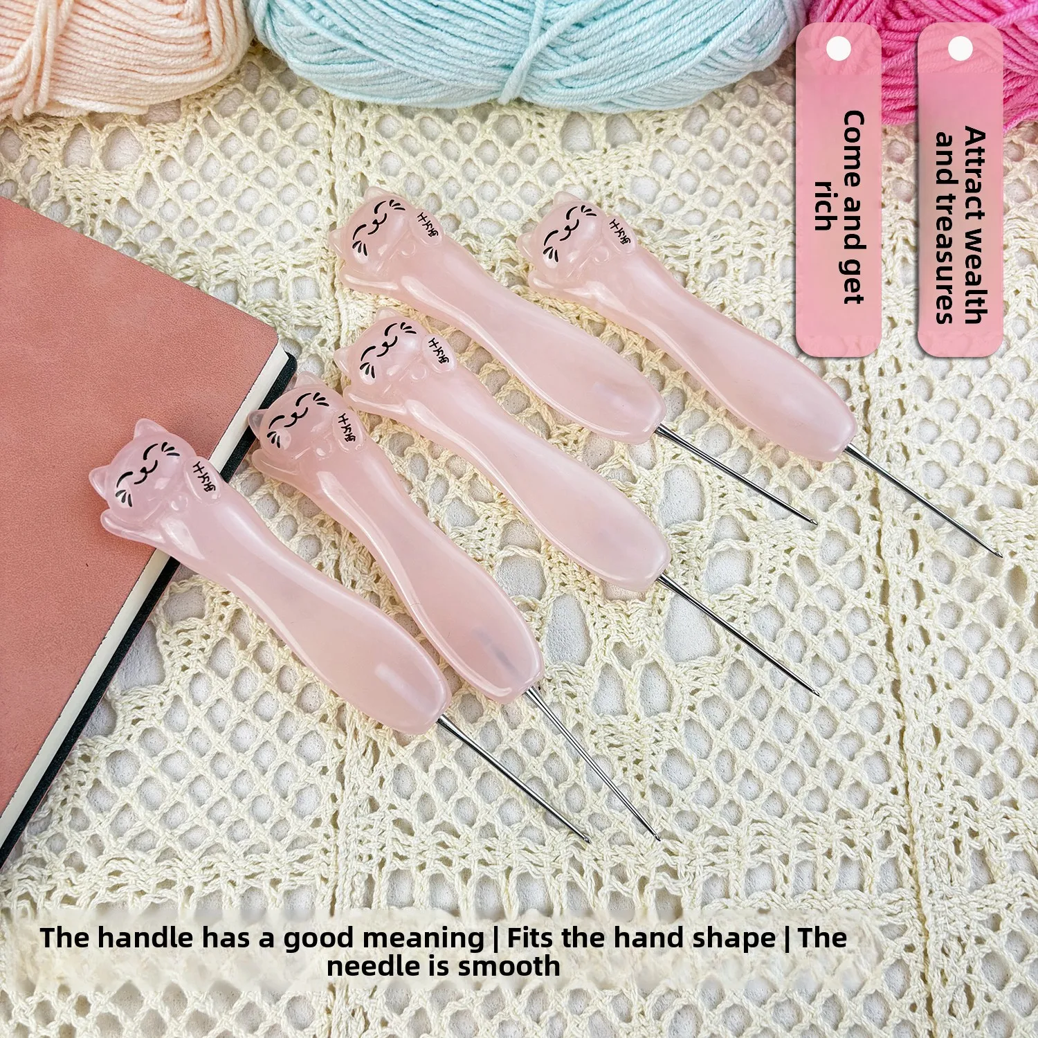 

Jinlan Crochet Resin Pink Lucky Cat with Fine Throwing Needle DIY Tool Stainless Steel Hook 0.4 0.5 0.6 0.8 1.0 1.1 1.2 1.3 mm