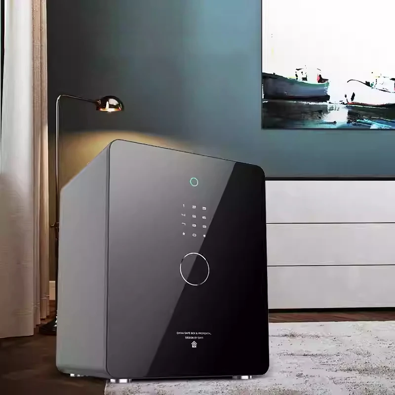 Safe Household Small Mini 45cm High Smart Fingerprint Safe Anti-theft All-steel Bedside Table Hotel Office Safe Deposit Box