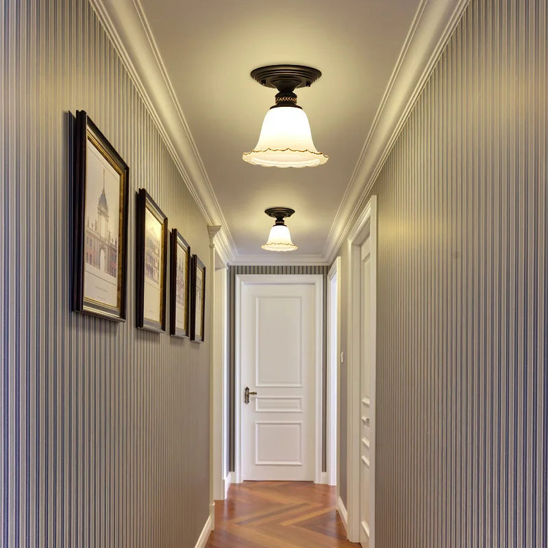 E27 مصباح سقف واحد صغير من الزجاج البسيط المستدير لإضاءة شرفة المدخل والشرفة