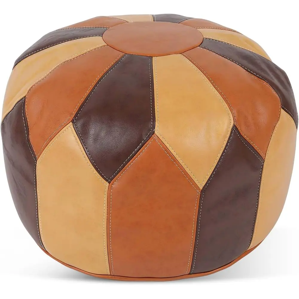 

Boan Stued Moroccan Leather Pou Ottoman with Storage, Handmade Round Multi-Use ootstool Ottoman or Living Room, Bedroom, Mcan Le