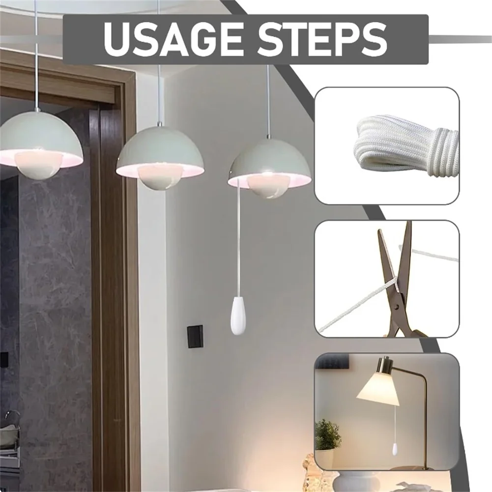 Wooden Light Pull Handle 2 Pack with 150cm Cord for Fans Chandeliers and Standard Pull Chain Light Applications