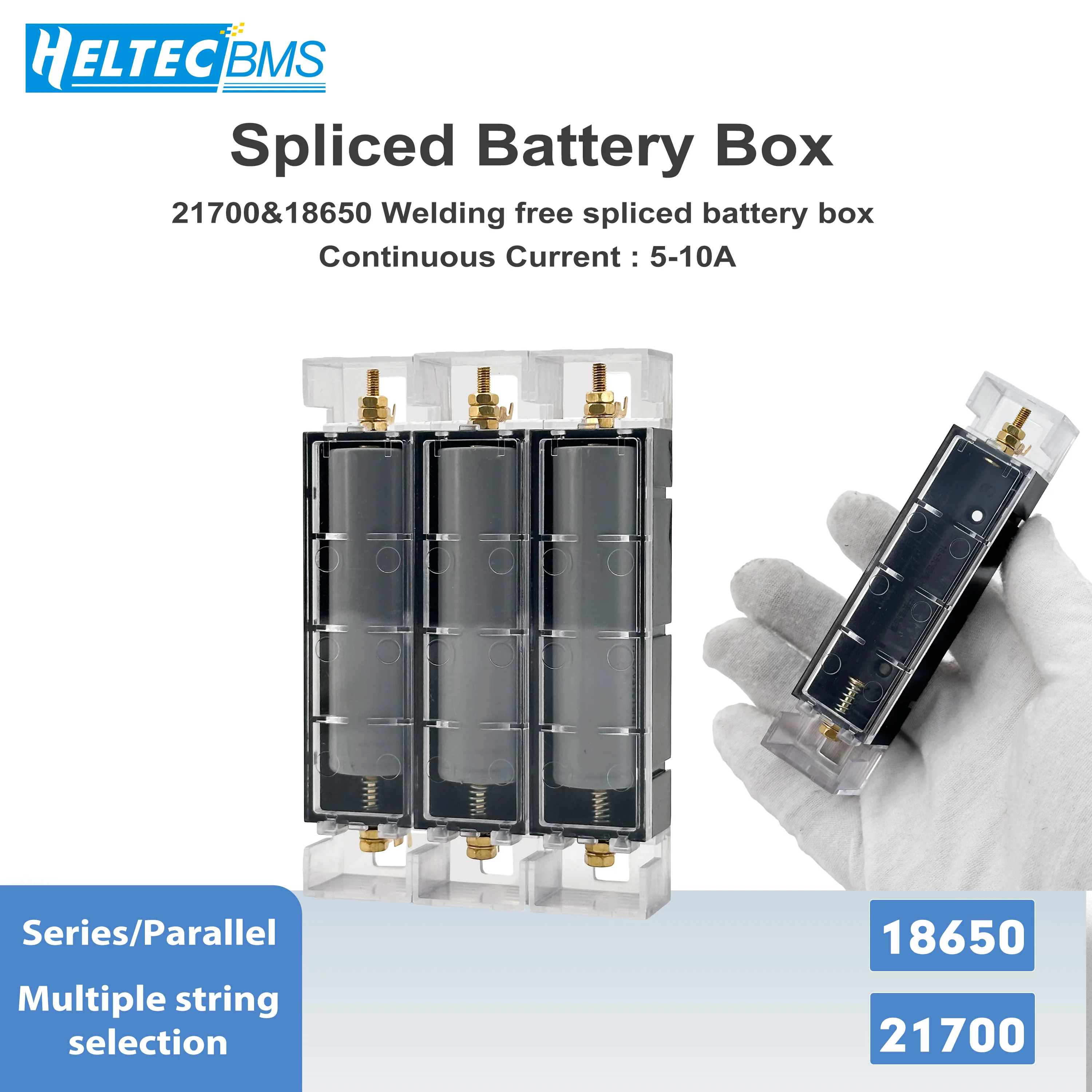 Removable Splicable 18650 Battery Box 5-10A High Current PC ABS Rechargeable Battery Storage Bracket DIY Power Bank