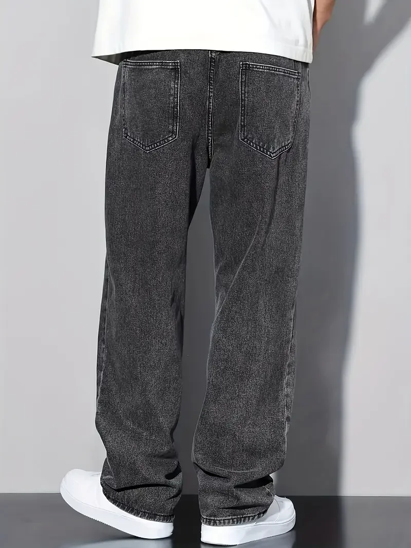 2025 New Style Streetwear Straight-Leg Jeans for Men, Fashionable Straight-Leg Loose-Fit Denim Pants