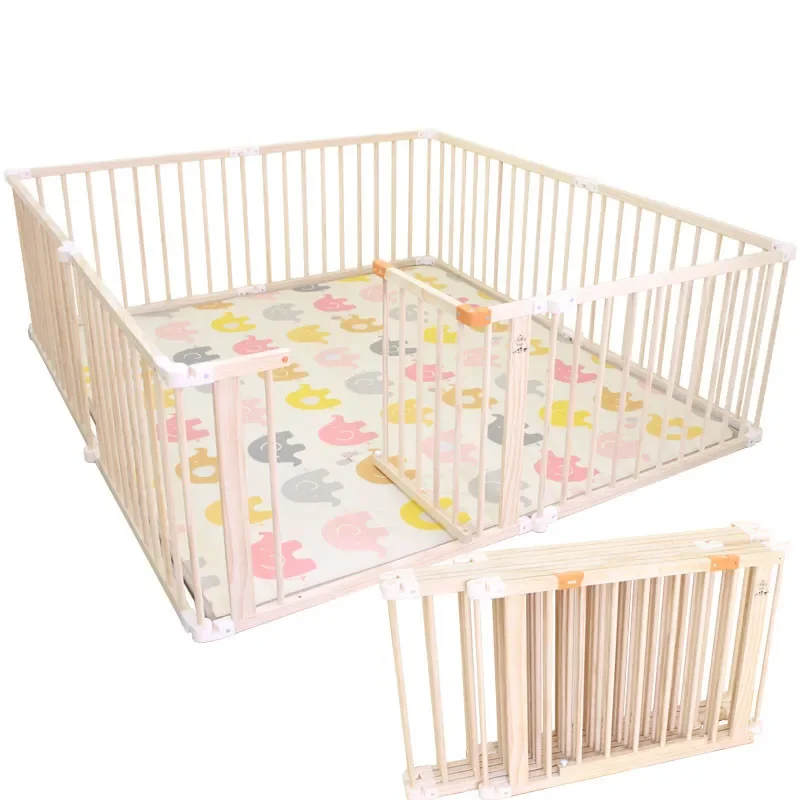 Clôture de jeu intérieure et extérieure pliable en bois massif pour bébé, parc pour enfants, maison de jeu pour tout-petits, sécurité des cours