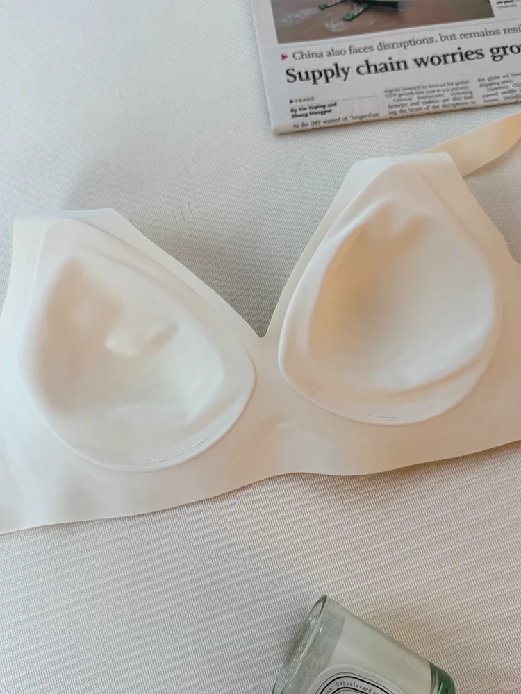 SUJIIN Seamless Padded Bras for Women Push Up Wireless Comfort Supportive Bra Woman V Neck Smoothing Invisible Bra Lady MX208