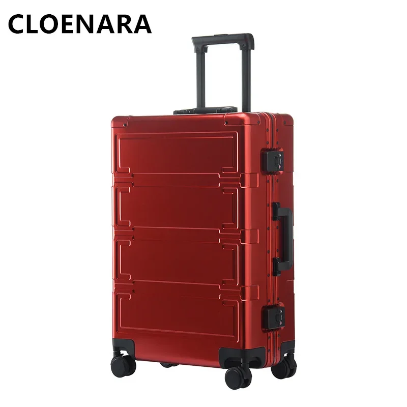 

COLENARA New 20"24"28 Inch Suitcase All Aluminum Magnesium Alloy Trolley Case Men Boarding Box with Wheels Rolling Suitcase