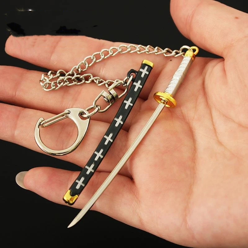 

20 Styles Anime Keychain Roronoa Zoro Swords For Men Metal Weapon Model 9cm Scabbard Sabre Snow Knife Key Chain Katana Toy