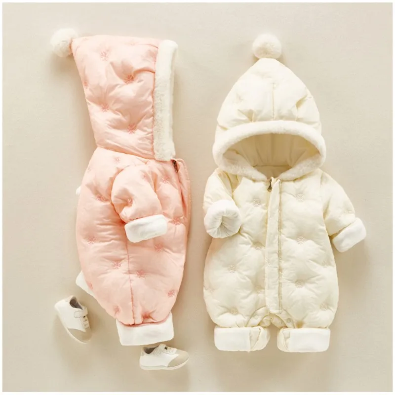 Baby Clothes Winter Onesie Plus Fleece Thickened Girls Babies Warm Cute Crawling Coat